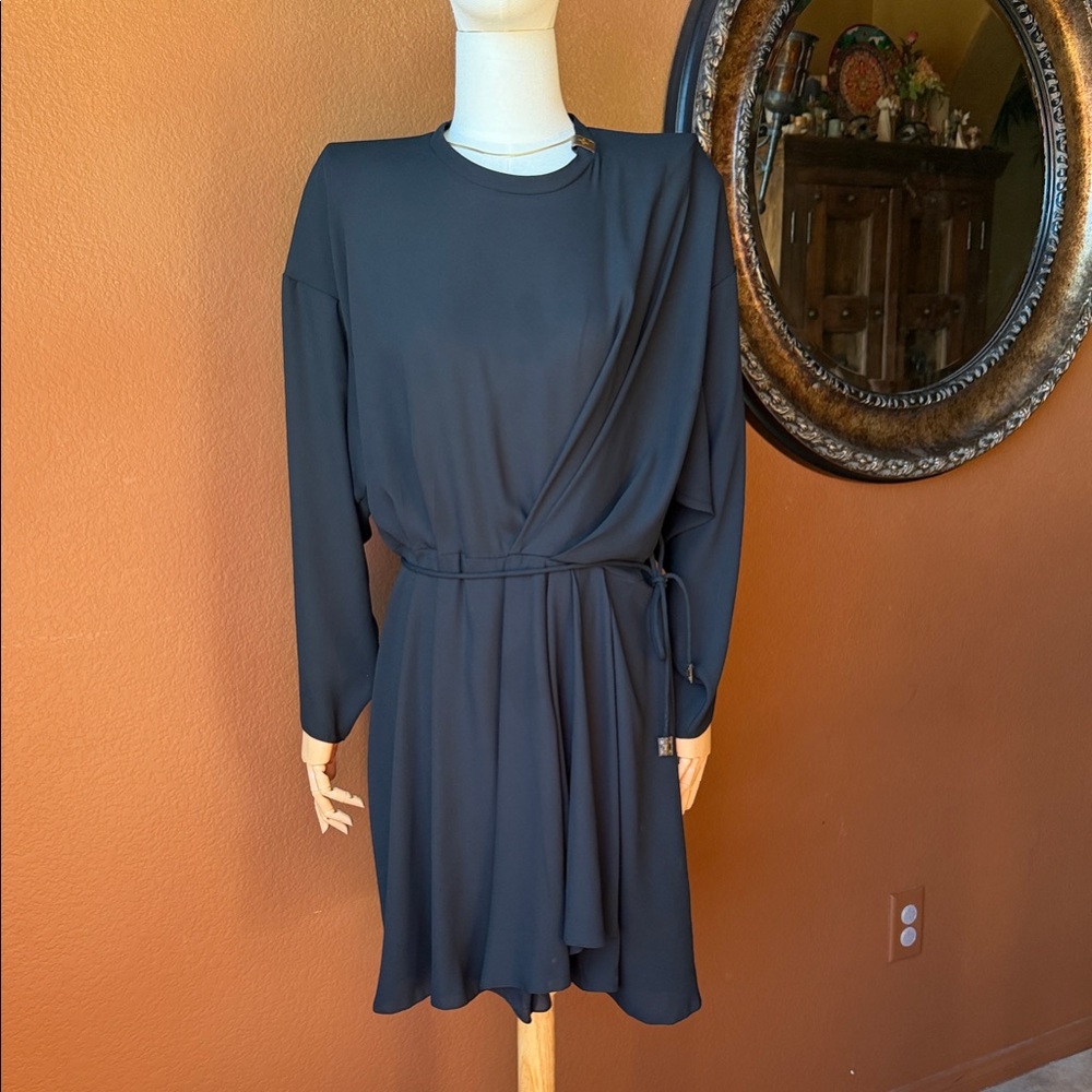 Louis Vuitton Uniform Black Monogram Tie Waist Dress Size 36